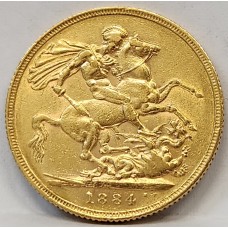 AUSTRALIA 1884 . ONE 1 SOVEREIGN . SYDNEY . GOLD